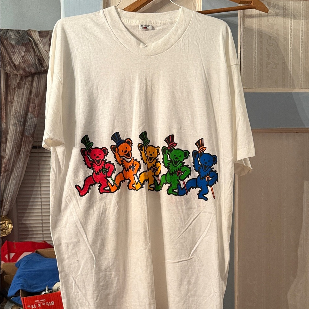 Fruit of the Loom White Tee with Dancing Bears Design